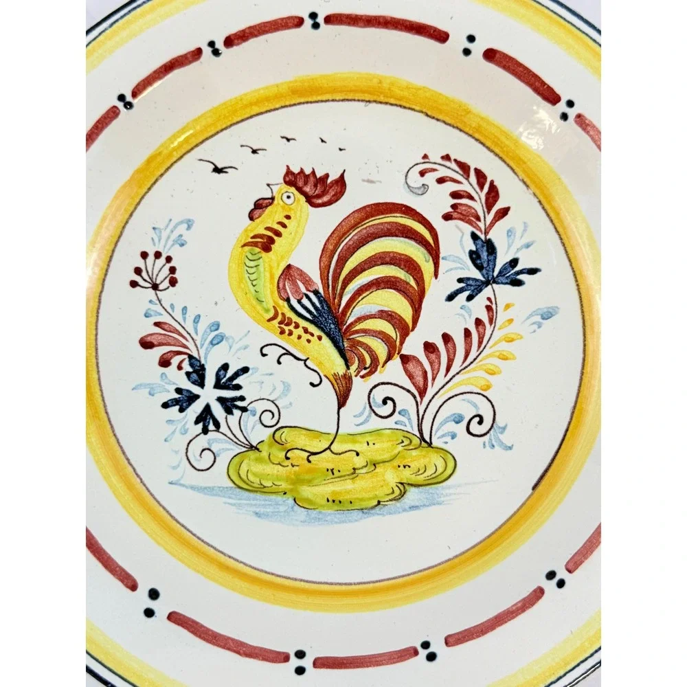 Vintage Made in Italy Ceramic Stoneware Chicken Rooster Wall Plate 10in